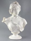 A. Del Perugia. A late 19th century marble bust of a female, with lily of the valley in her hair,