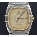 A gentleman's bi-metallic Omega Constellation wrist watch.