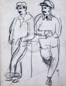Christopher Wood (1901-1930)pencil drawingFrench workmen1945 Redfern Gallery label verso5.5 x 4.