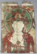 Three Chinese or Korean fragmentary temple paintings/thangkas of immortals, 17th/18th century,