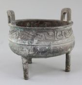 A large Chinese archaic bronze ritual food vessel, Ding, Western Zhou dynasty, 10th century B.C.,