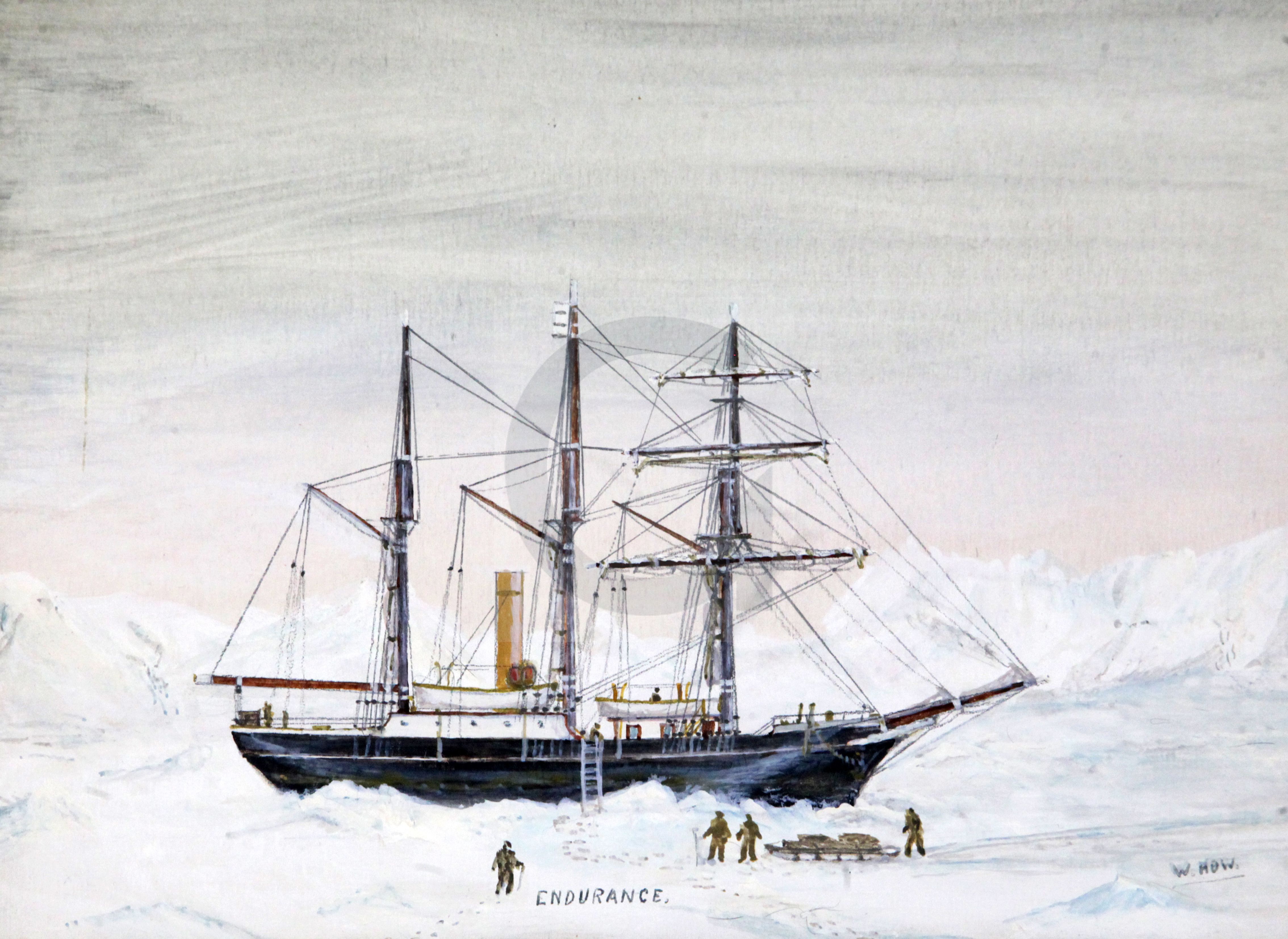 Walter Ernest How (1885-1972), Antarctic Expedition 1914-1917watercolour on card'Endurance',