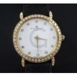 A lady's 18ct gold and diamond Baume & Mercier quartz dress wrist watch, with diamond set bezel