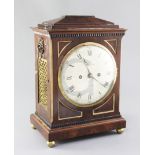 A Regency mahogany bracket clock, Manders, Windsor, with chamfer top over brass lined quadrants, 6.5