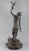 Pierre-Jules Mène (1810-1879). A 19th century French bronze figure of a falconer, in Middle