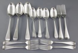A Victorian silver Old English pattern part table service of flatware, by George Adams, hallmarked