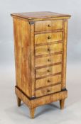 A 19th century French cherrywood pillar chest, of seven drawers, W.1ft 5in. D.1ft 2.5in. H.3ft 1in.