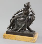 A Victorian bronze group of Ariadne reclining upon a leopard, on a Sienna marble plinth, height