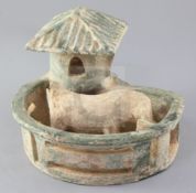 A Chinese green glazed pottery model of a pig sty, Han dynasty or later, together with a Hong Kong