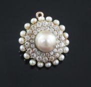 A late 19th/early 20th century American Theodore. B. Starr gold, cultured pearl and diamond set