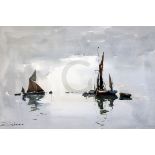 Edward Wesson (1910-1983)watercolour'Becalmed'signed in ink12.5 x 19.5in.