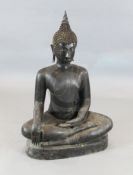 A large Thai bronze seated figure of Buddha, height 107cm