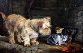 Louis Johnsonoil on canvasPortrait of a terrier and two kittenssigned12 x 16in.From the estate of