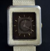 An Omega De Ville 14ct yellow gold and platinum wristwatch, 1970's, with stainless steel back.