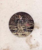 Kate Greenaway (1846-1901)ink and watercolour'October', Almanac 1890,4.5cm.
