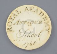 An early 19th century ivory Royal Academy Antique School ticket, for Henry Garling, November 24th