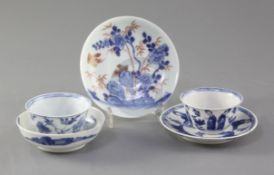 A group of Chinese porcelain tea bowls and saucer dishes, early 18th century, comprising an