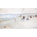 Francis Garat (1853-)watercolourThe beach at Trouvillesigned4.75 x 8in.