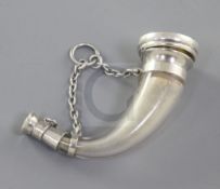 A late 19th century silver mounted glass vinaigrette by Sampson Mordan & Co, modelled as a hunting
