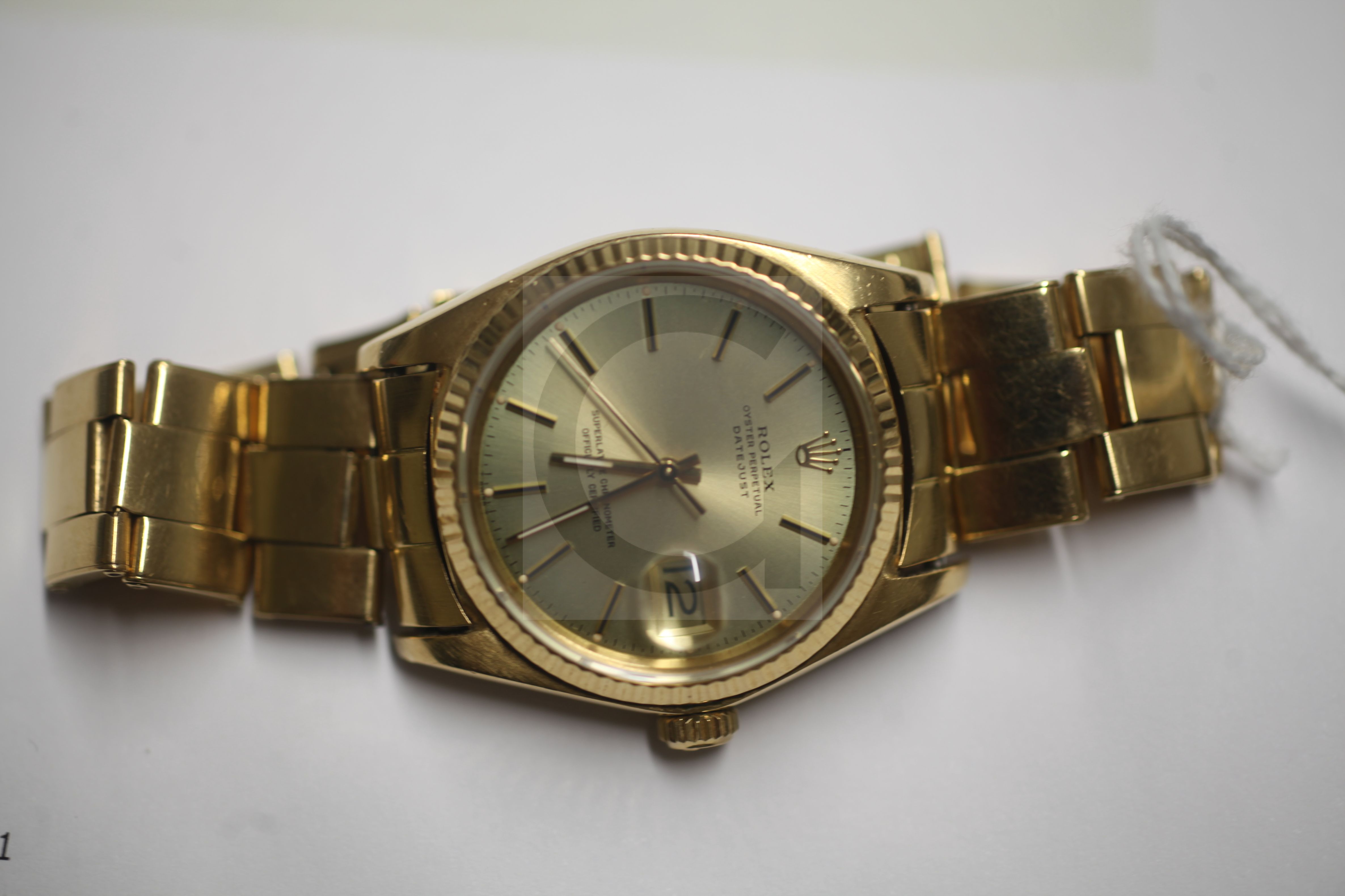 A gentleman's 1990's? 18ct gold Rolex Oyster Perpetual Datejust, with box, the yellow dial with - Image 7 of 8