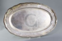 A late 19th/early 20th century Austro-Hungarian 800 standard silver oval meat platter, length