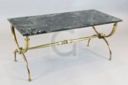 Raymond Subes (1893-1970). A gilt bronze coffee table, with moulded rectangular green marble top and