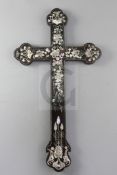 A Chinese export ebony and mother-of-pearl Apostle Cross, Macau, late 18th/early 19th century,