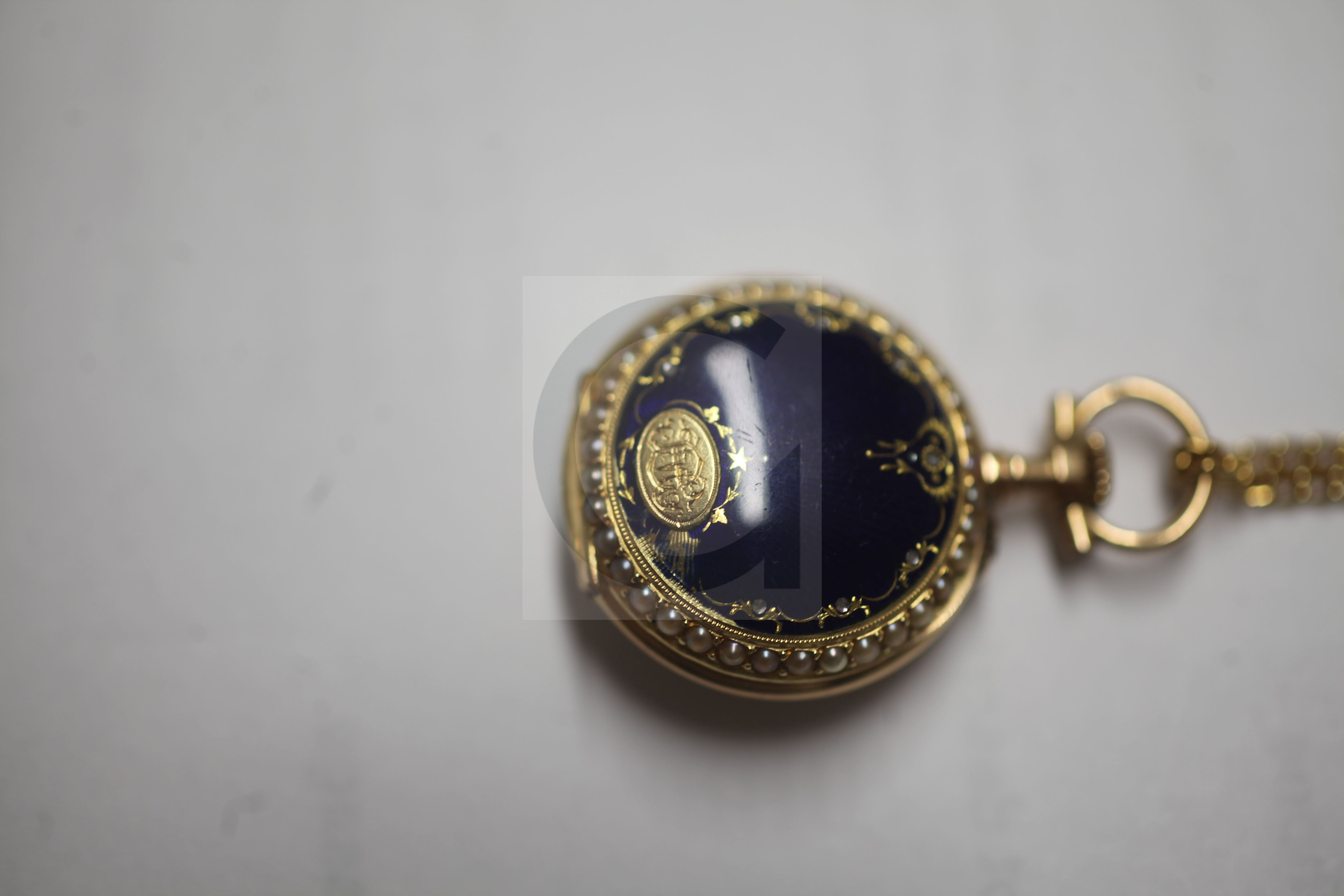 A late 19th/early 20th century French? gold and enamelled fob watch, with decorated Roman dial and - Image 2 of 4