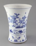 A Chinese blue and white gu-shaped vase or brush pot, Transitional period, mid 17th century, the