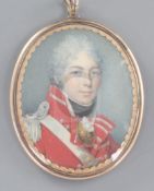 Attributed to Thomas Marshall (1788-1874)oil on ivoryMiniature portrait of an Officer of the 76th