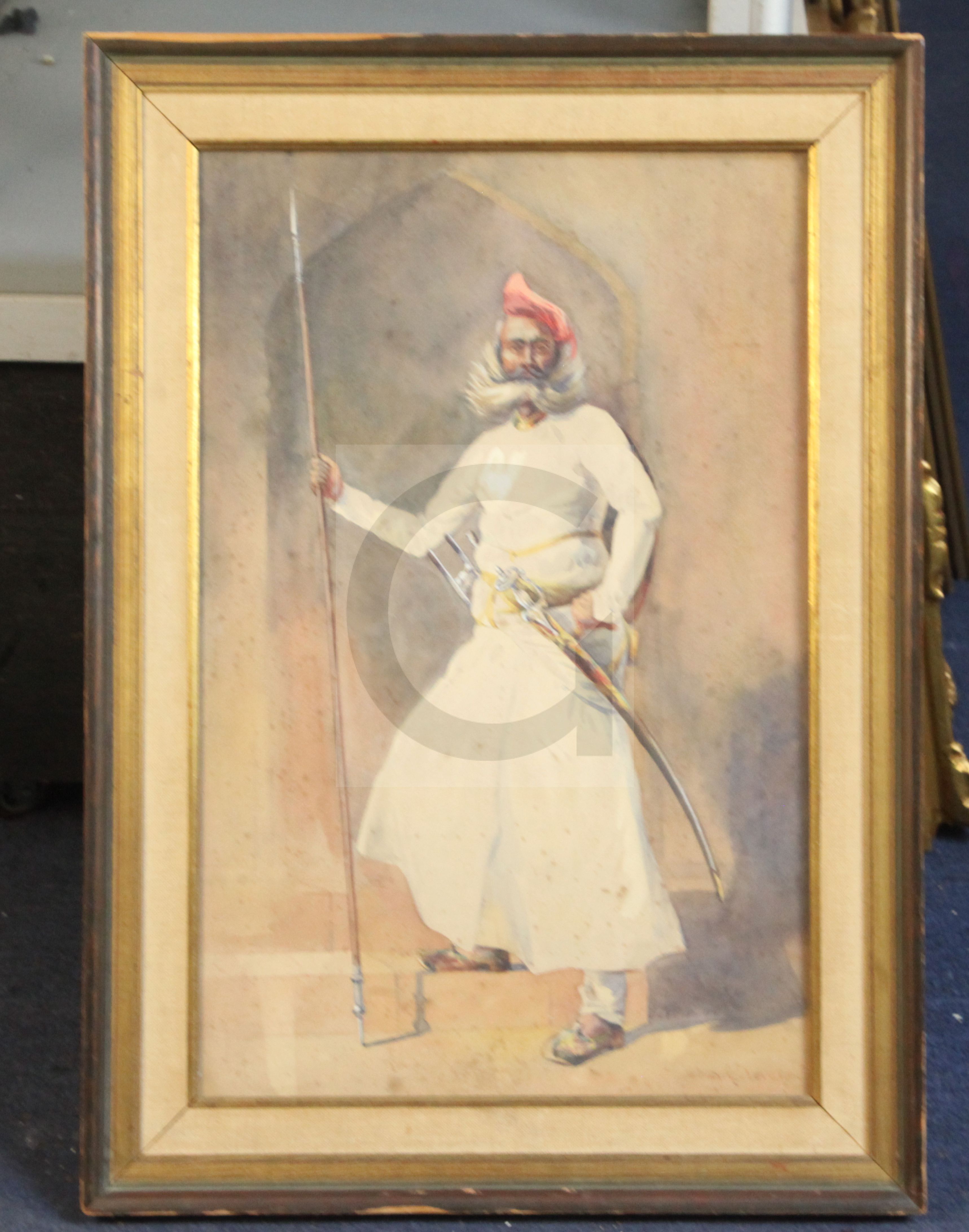 Alfred Crowdy Lovett (1862-1919)watercolourPortrait of an Indian warriorsigned21 x 13.5in. - Image 2 of 3