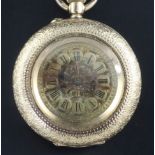 An ornate continental 14ct gold fob watch, with Roman dial.