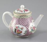 A Chinese famille rose pear shaped teapot and cover, Yongzheng period (1723-35), the teapot