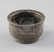 A Chinese archaistic bronze and silver inlaid censer, Ming dynasty or earlier, decorated with a band