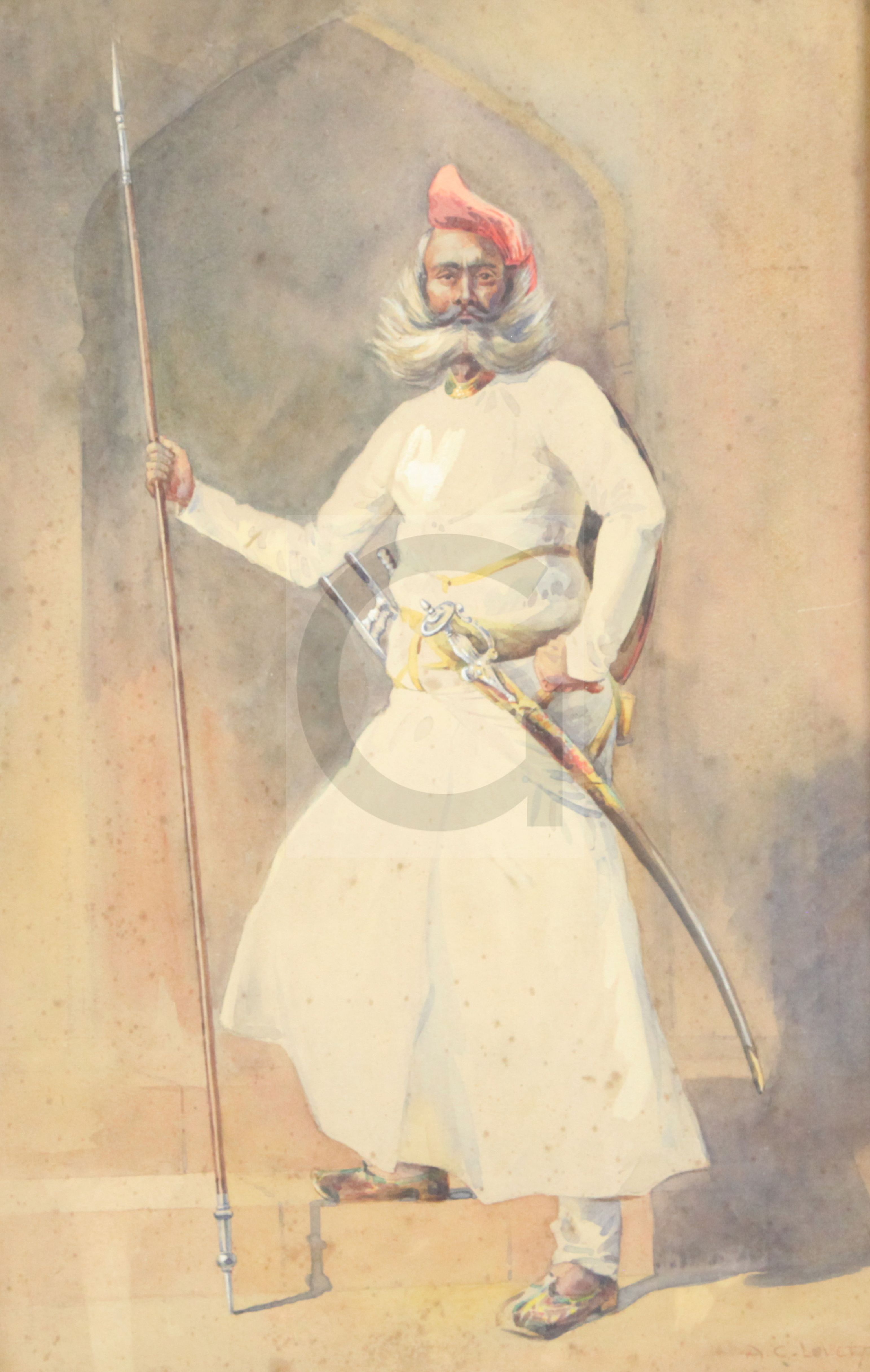 Alfred Crowdy Lovett (1862-1919)watercolourPortrait of an Indian warriorsigned21 x 13.5in.