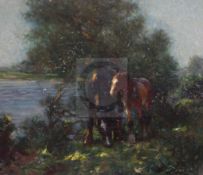 Arthur Spooner (1873-1962)oil on canvasMare and foal beside a pondsigned12 x 14in.