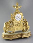 A third quarter of the 19th century French ormolu mantel clock, Raingo Freres, Paris, the arched