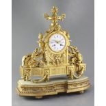 A third quarter of the 19th century French ormolu mantel clock, Raingo Freres, Paris, the arched