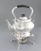 A George V silver tea kettle on stand, by Harrison Brothers & Howson, hallmarked London 1913, or