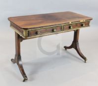 A Regency parcel-gilt rosewood centre table, in the manner of John McLean, with two frieze drawers