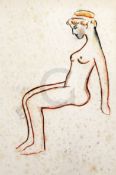 § Attributed to Duncan Grant (1885-1978)wax crayonSeated female nudeinitialled, Provenance;