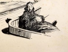 Arthur Briscoe (1873-1943)pen and inkSailor resting on decksigned and dated '217 x 9in., unframed