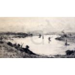 William Lionel Wyllie (1851-1931)etching'Below Greenwich'signed in pencil9.25 x 17.25in.