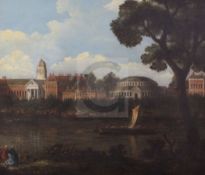 Attributed to Samuel Scott (1702-1772)oil on canvasA view along the Thames,20 x 24in.