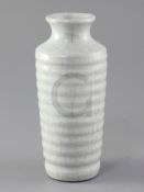 A Chinese Guan-type tapering cylindrical vase, possibly late 19th century, the rib moulded body