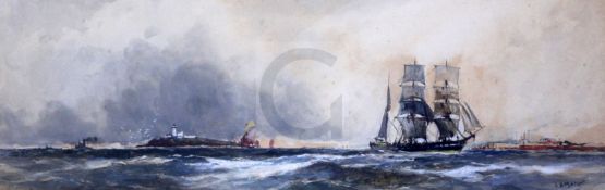 § Frank Henry Mason (1876-1965)pair of watercoloursShipping off the coastsigned6.75 x 21.75in.