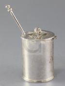 A modern Theo Fennell silver strawberry jam preserve pot and cover with preserve spoon, of