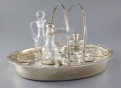 An Italian sterling silver oval condiment basket by Fratelli Cacchione, Milano, with eight later?