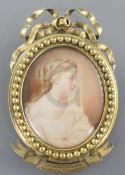 19th Century English Schooloil on ivoryMiniature portrait of Lady Catherine Wingfield, Viscountess
