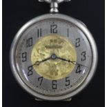 An early 20th century American Waltham 18ct gold open face pocket watch, with Arabic dial and